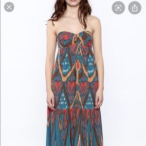 Free people long bohemian dress strapless maxi